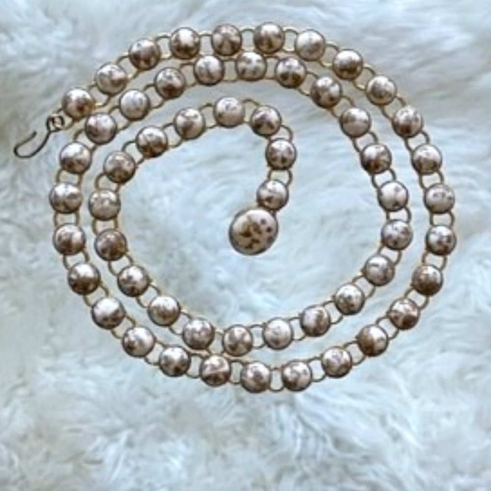 Vintage chain belt with marbled 1/2 beads